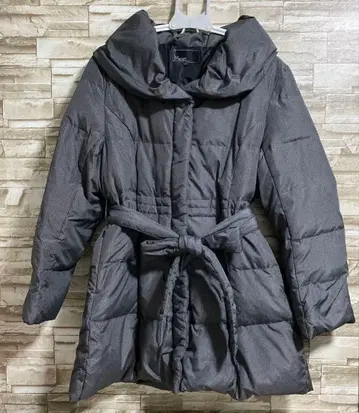 MAGNET 그레이 계열 헤링본 무늬 다운 자켓 벨트 포함 LL