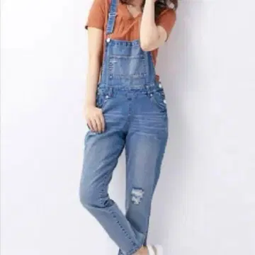 [ INGNI ] 오버롤 데님 데미지 M 사이즈