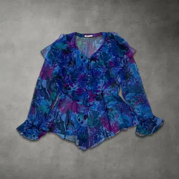 빈티지 프릴 블라우스 (블루 9호)