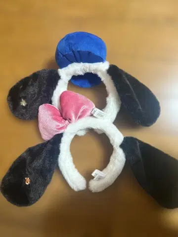 강아지 귀 머리띠 핑크 리본 포함