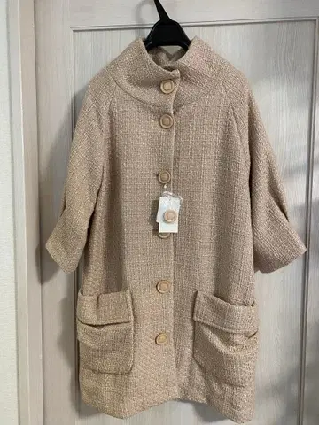 폴리에스테르 100% 버튼 달린 롱 코트 7부 소매