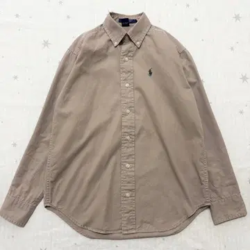 랄프 로렌 긴팔 셔츠 베이지 코튼 100% 포니 로고