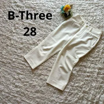 비쓰리 슬림 레그 스트레치 팬츠 크롭 기장 화이트 28