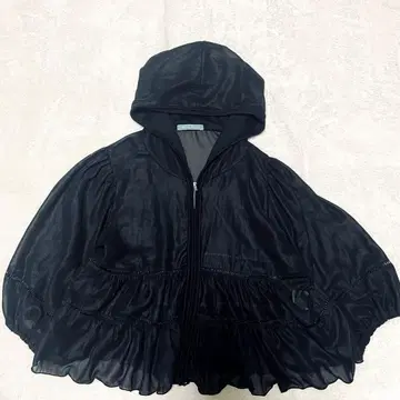 안나케리 Anna Kerry 플레어 쉬폰 지퍼 후드티 블랙 F 사이즈