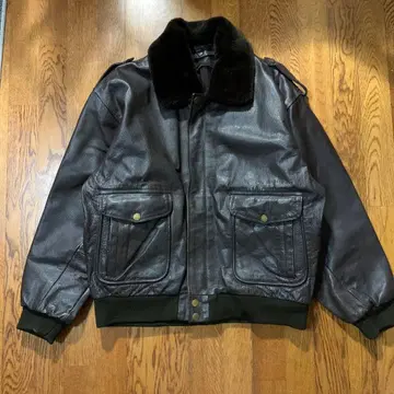 다크 브라운 가죽 아우터 퍼 포함 플라이트 자켓 구제 의류