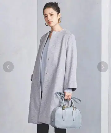 UNITED ARROWS 노카라 벨 슬리브 코트 라이트 그레이