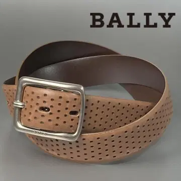 [ 레어 디자인 ] BALLY 발리 펀칭 가죽 벨트 남성용 브라운