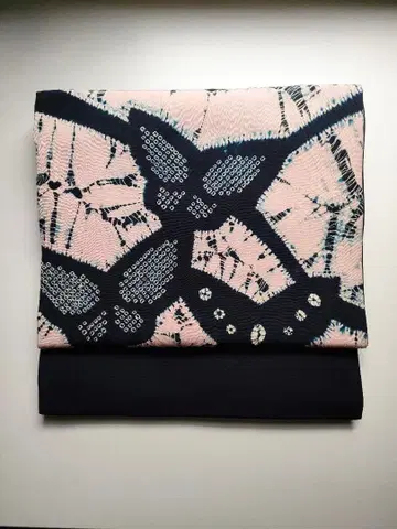 나고야 오비 시보리 나비 블랙 블랙 베이스