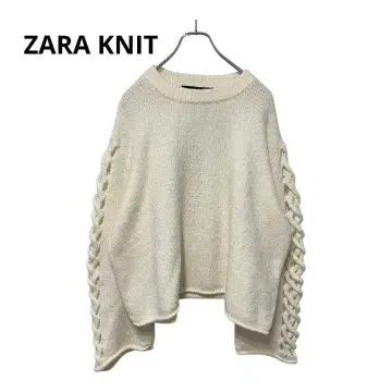 ZARA 니트 뜨개질 소매 디자인 화이트 M