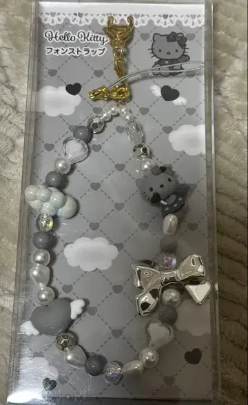 블랙 엔젤 키티 폰 스트랩 [ 그레이 ]