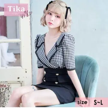 Tika 체크 무늬 미니 드레스 S