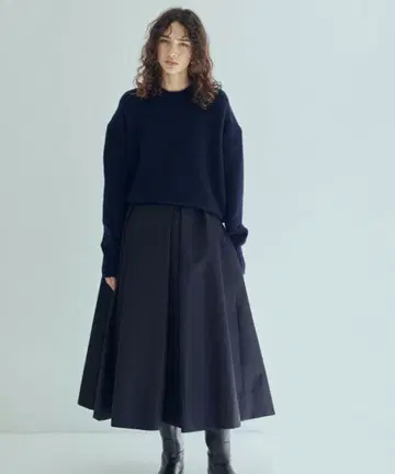 SEA 울 캐시미어 크루넥 니트 네이비