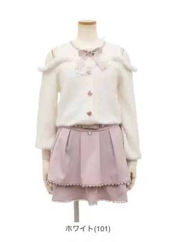 LIZLISA 레이어드 스타일 어깨 트임 니트 화이트