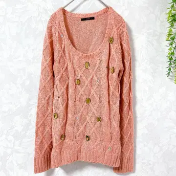 [ ALBUM ] 비쥬 니트 M 핑크 입체 편직 귀여운 스웨터