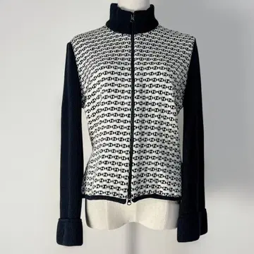 레리안 빅 사이즈 42(XL) 바이컬러 올 패턴 니트 자켓 풀 집업