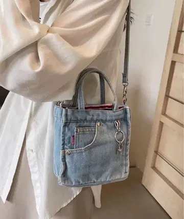 데님 소재 미니 사코슈 숄더백