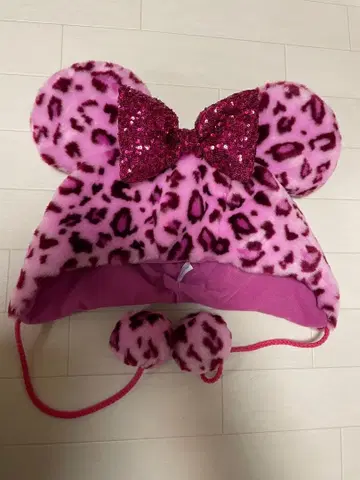 디즈니 팬캡 미니 레오파드 무늬 핑크