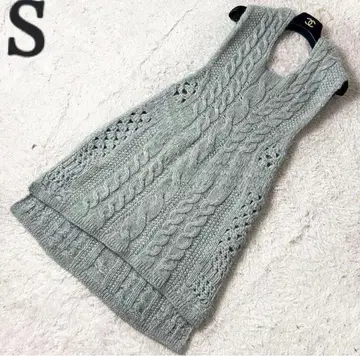 20 마메쿠로구치 모헤어 멀티 패턴 케이블 니트 그레이 베스트 S
