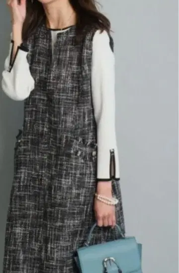 트위드 원피스 점프스커트 라메 트위드