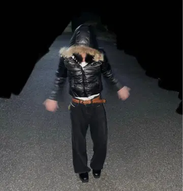 퍼 후드 다운 자켓 블랙 Y2K 그런지 시크 스타일 opium 00s