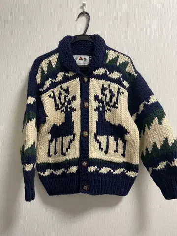 FAB 루돌프 무늬 니트 가디건 캐나다제 코위찬 니트 스웨터