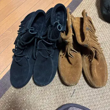 미네통카 프린지 장식 스웨이드 모카신 2켤레 세트