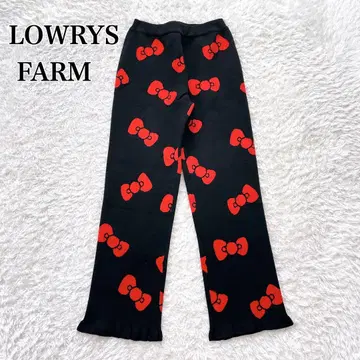 새상품급 LOWRYS FARM 헬로키티 니트 팬츠 블랙 프리 리본