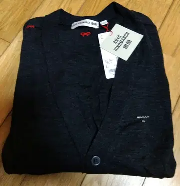 유니클로 아냐 메리노 오버 사이즈 V넥 가디건 L 다크 그레이