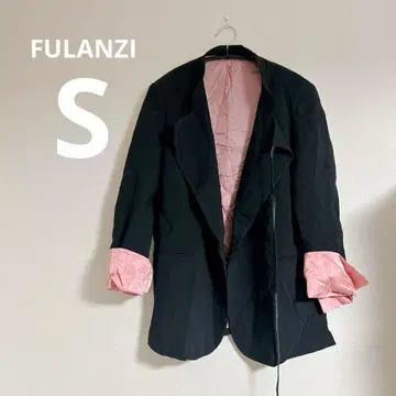 FULANZI [ S ] 블랙 테일러드 자켓 안감 핑크 소매 귀여운
