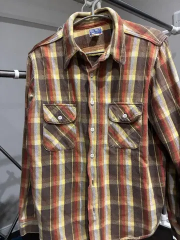 REAL McCOY'S 체크 무늬 헤비 플란넬 셔츠 사이즈 16