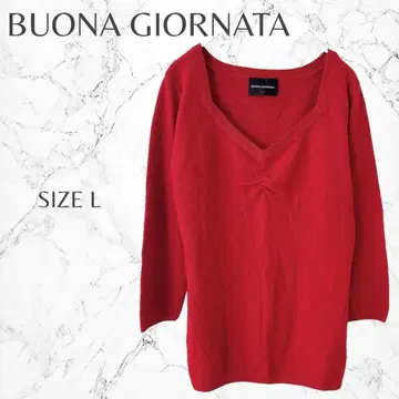 보나조르나타 깔끔한 성숙 캐주얼 포인트 컬러 화려한 7부 소매 니트 L