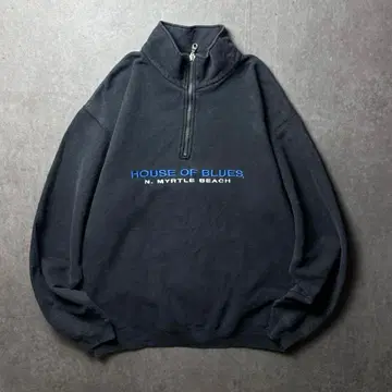 HOUSE OF BLUES 하프 지퍼 자수 밴딩 스트릿 블랙 L