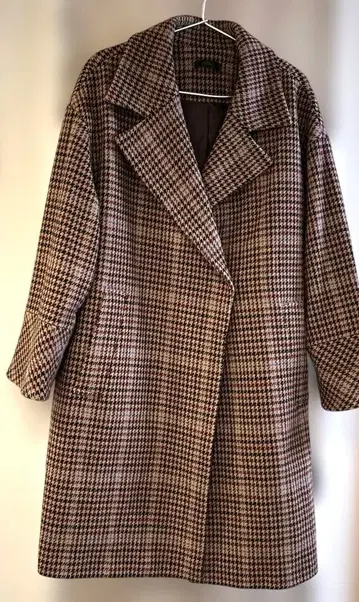 PASSIONE 파시오네 하운드투스 체크 롱 코트 루즈핏 38