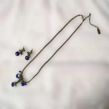 파랑과 그린 스톤 목걸이