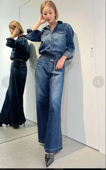GYDA 미사용 새상품 웨스턴 데님 점프 수트 인디고