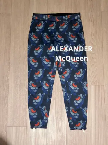 플라워 프린트 조거 팬츠 네이비