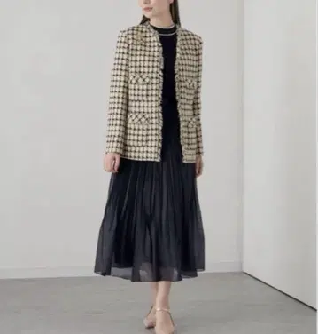 [ ANAYI ] 린톤사 트위드 체크 4포켓 자켓 38