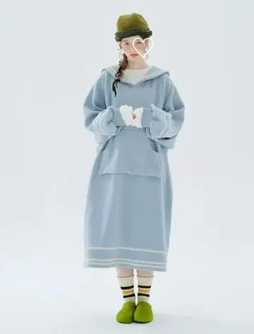 [ 새상품 ] 이마코코 벨로아 보더 맥시 길이 포켓 셔링 긴팔