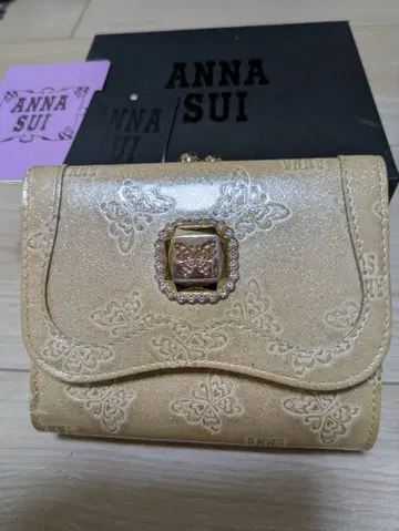 ANNA SUI 가마구치 3단 폴더형 지갑 골드