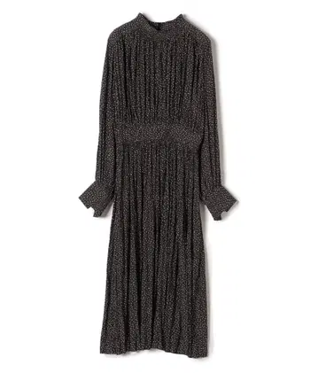 SHIPS 쉽스 원피스 롱 플리츠 플레어 도트 블랙