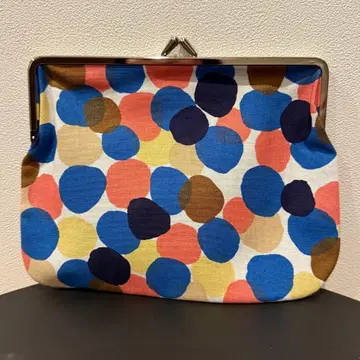 미사용 새상품 마리메꼬 컬러풀 도트 무늬 가마구치 파우치