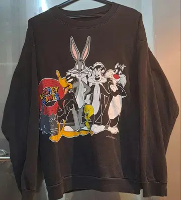 루니 테니 툰즈 빈티지 블랙 맨투맨 1993년제