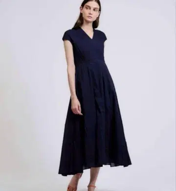 MARIHA 봄의 달 드레스 원피스 맥시 길이 플레어 네이비