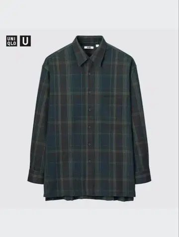 UNIQLO U 플란넬 오버 사이즈 체크 셔츠 (긴팔) BLUE XL