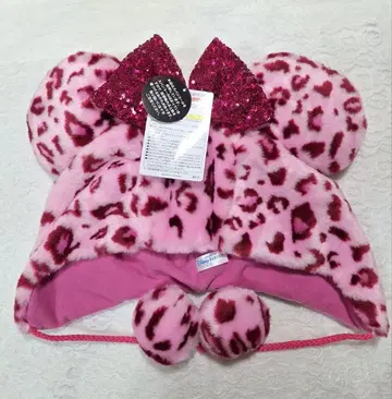 [ 새상품 ] 디즈니 팬캡 레오파드 무늬 핑크 미니 신형
