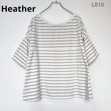 헤더 보더T셔츠 F M 상당 화이트 베이지 반팔 오버 사이즈