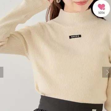 Chico 스팽글 하이넥 리브 니트 아이보리