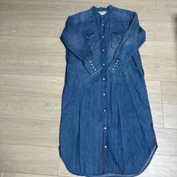 Wrangler.쉽스 별주, 노카라, 데님 셔츠 원피스