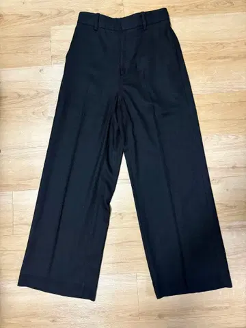 블랙 와이드 팬츠 허리밴딩