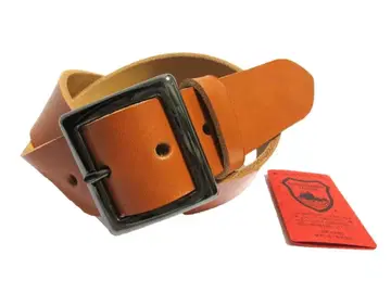 도치기 가죽 벨트 (카멜) 블랙 니켈 도금 버클 40mm 폭 통가죽